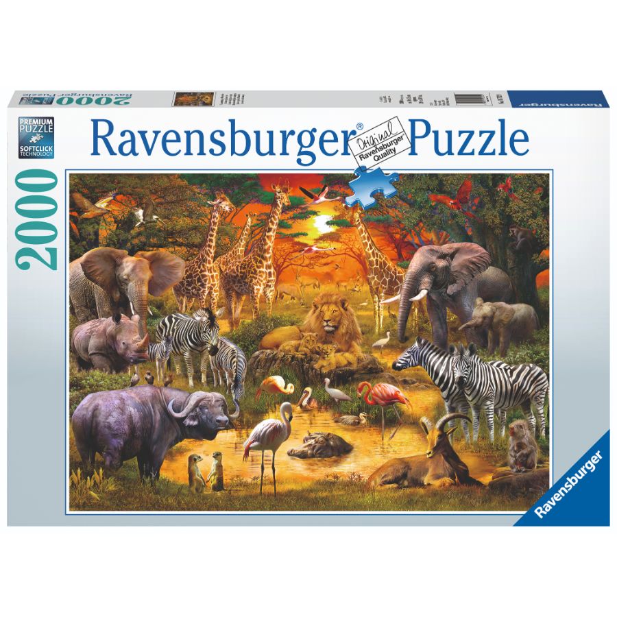 Ravensburger Puzzle 2000 Piece Gathering At The Waterhole