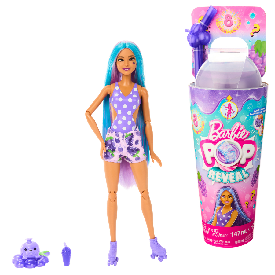 Barbie Pop Reveal Doll Juicy Fruits Series Grape Fizz Doll