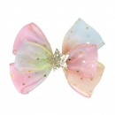 Organza Bow Hairclip With Star & Moon Sequins