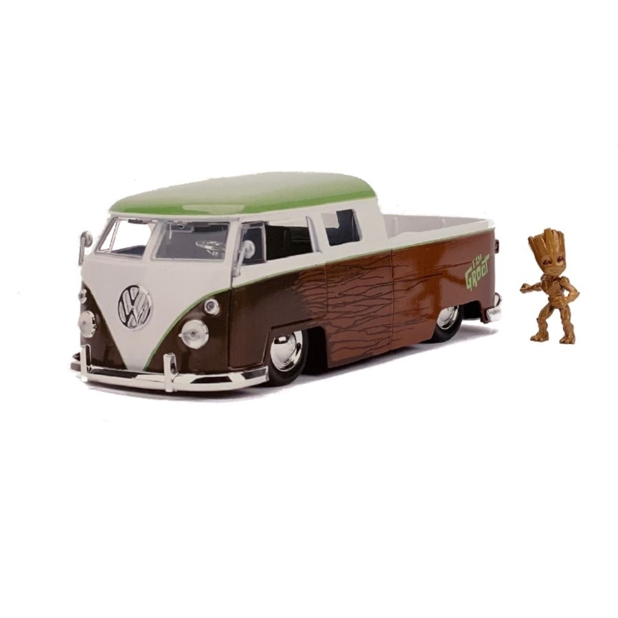 Jada Diecast 1:24 Marvel Superheroes 1963 VW Bus Pickup With Groot Figure