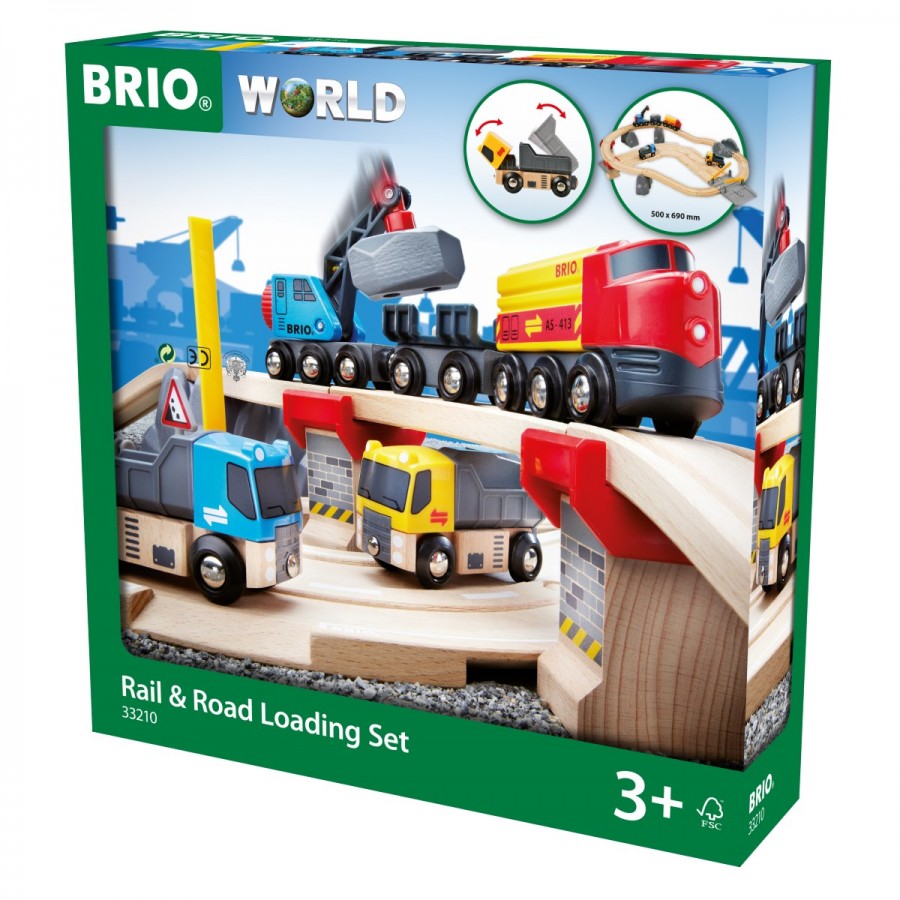 Brio Wooden Train Set Rail & Road Quarry 32 Piece