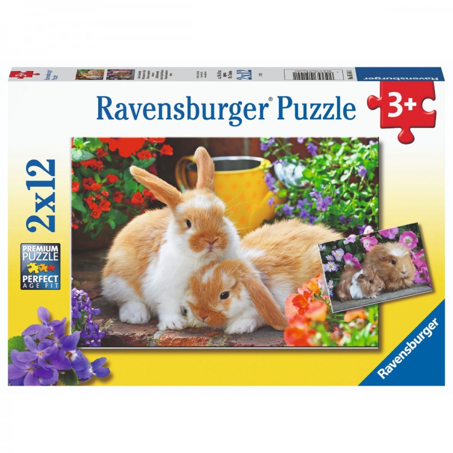 Ravensburger Puzzle 2x12 Piece Guinea Pigs & Bunnies